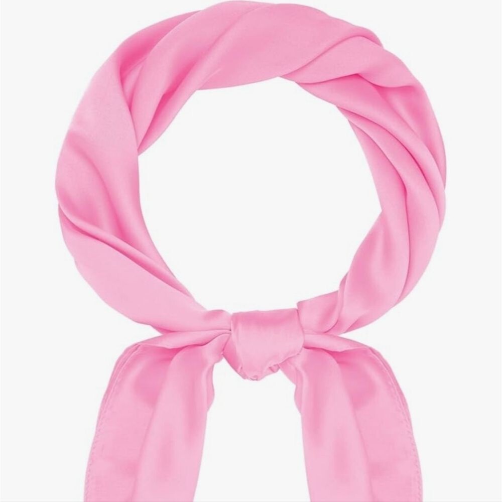 Pink satin scarf neck cover twilly accessory